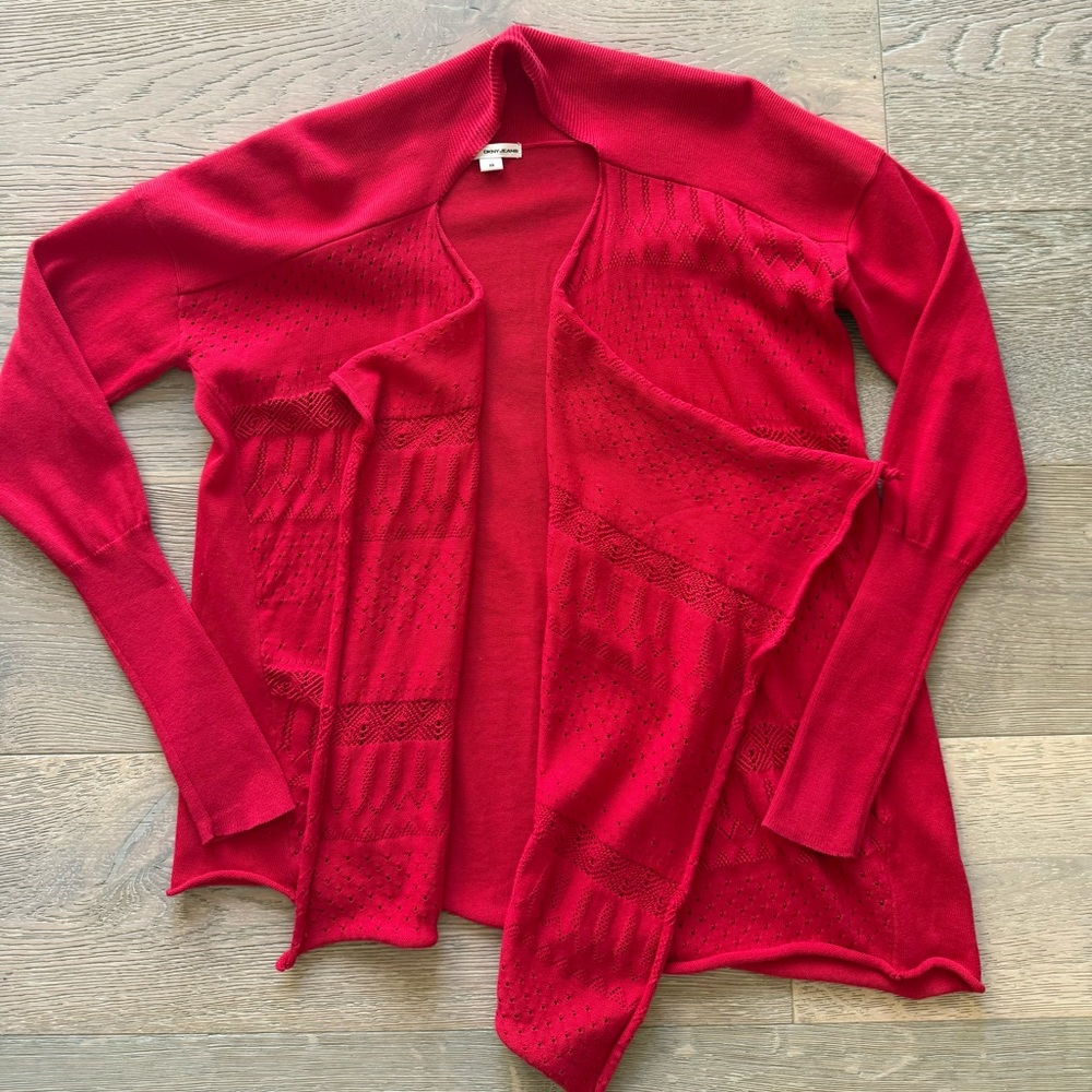 DKNY Bold Red Open Cardigan